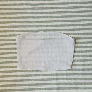 White Ribbed Tube Top